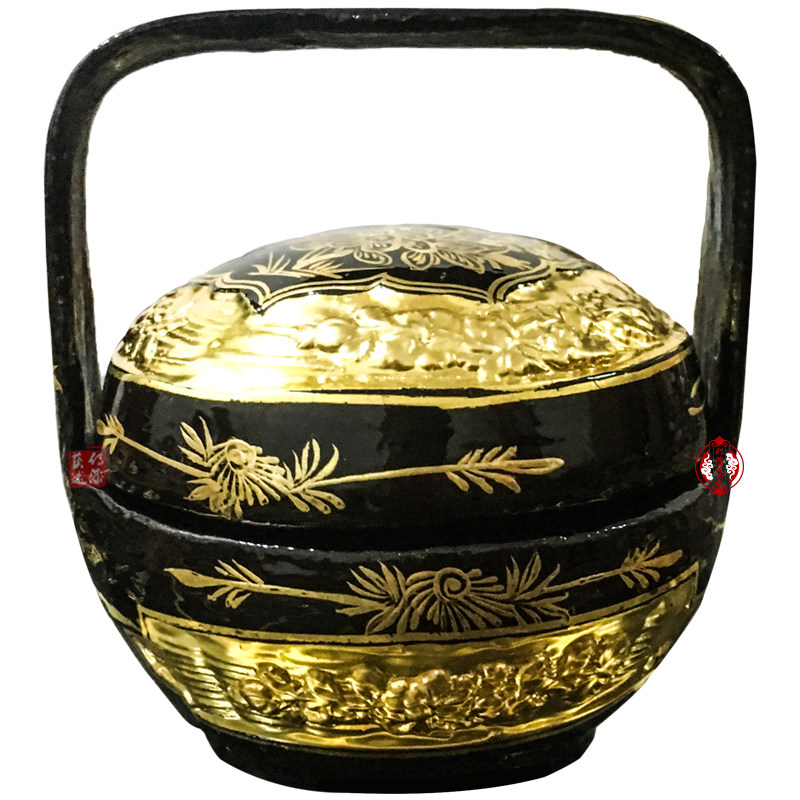 Yongchun Lacquer Basket Pure Handicraft Flower and Bird Totem Bamboo Lacquer Pure Gold Wedding Basket Burning Incense Basket Bye Bye Lacquer Art Collection