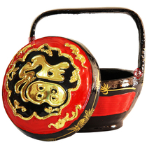 Yongchun Lacquer Basket Folk Craft Solid Fu Character Bamboo made of large lacquer lacquered lacquer art wedding wedding decoration basket bye-bye basket