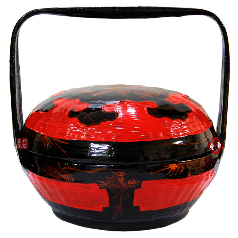 Biography of lacquer art in stock Yongchun lacquer basket folk handicraft large lacquer bamboo weaving wedding Minnan burning incense basket bye bye basket