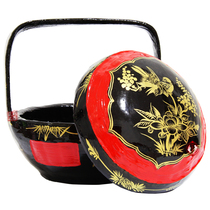 Yongchun lacquer basket folk handicraft hand-painted flower bird picture large lacquer Bamboo Choreographi wedding Ornament Basket of Fragrant Basket Lacquer Art Basket