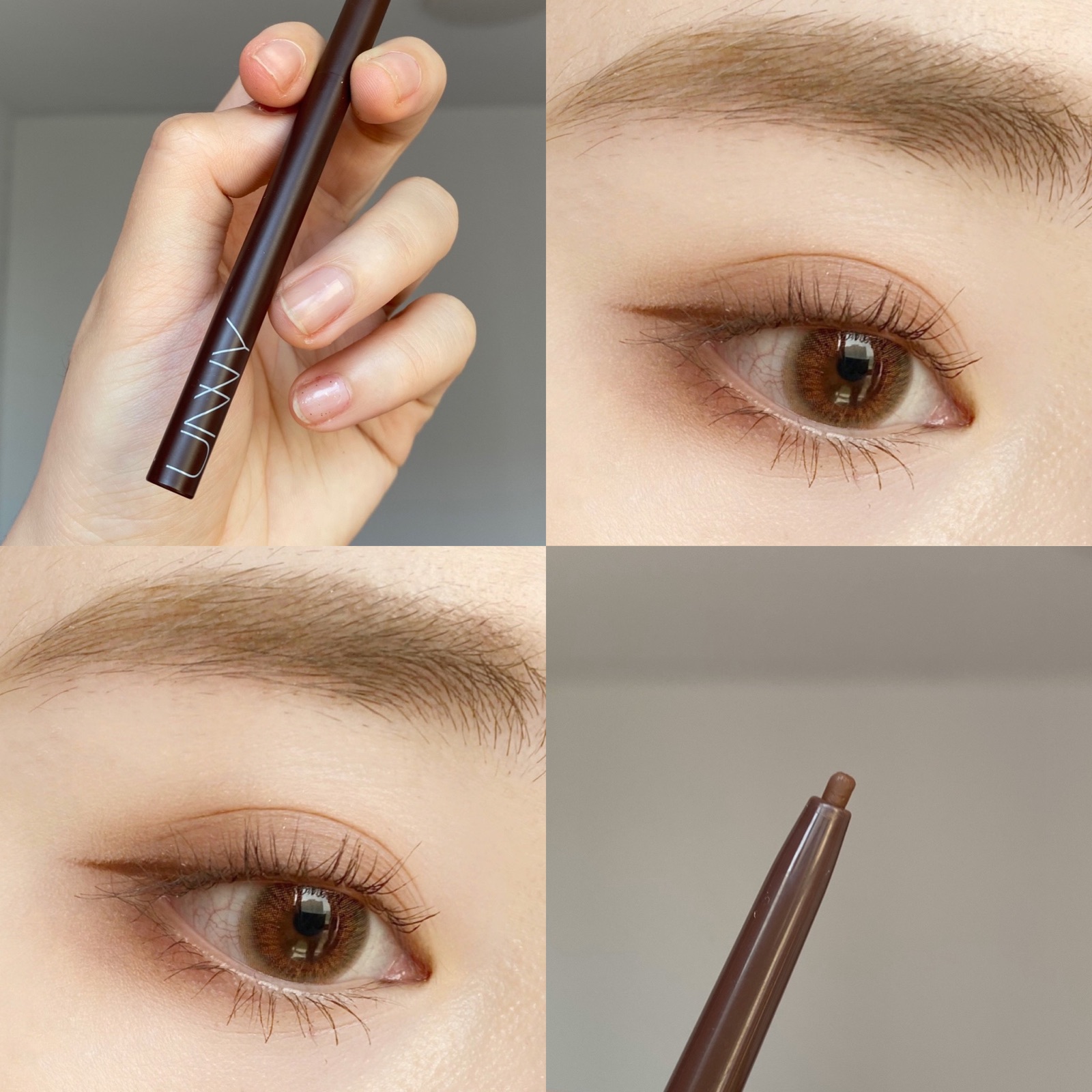 Recommended unny ultra-fine eye line pen easy to color waterproof without fainting big eye beginners deep brown natural nude makeup S02