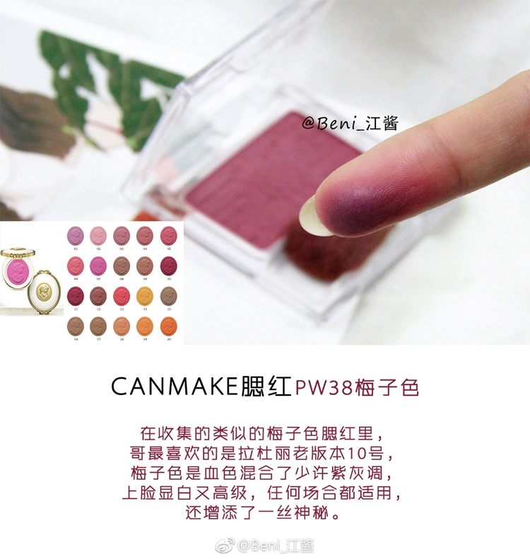 Đầy đủ mặt tốt, canmake, chop, mận, màu, hạn chế má hồng, PW38, trắng, màu tốt - Blush / Cochineal