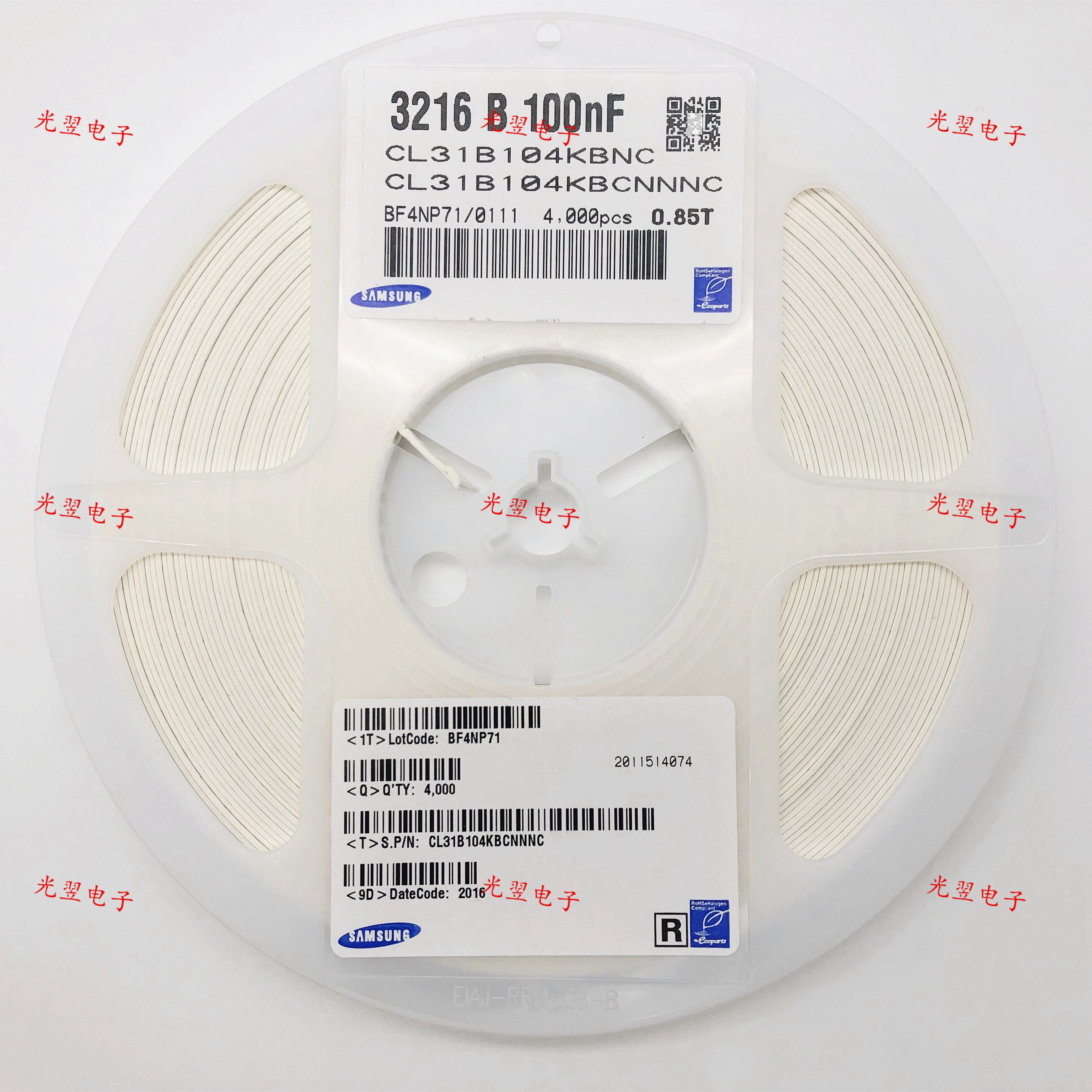 50pcs 100nf 0.1uF SMD Capacitors - 1206 Size, X7R Ceramic, ±10%, 3.2x1.6mm, MLCC
