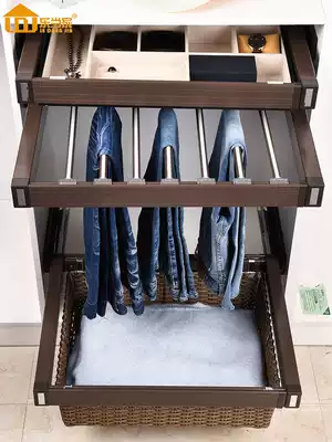 Ledang Curry pants rack telescopic multifunctional wardrobe pants draw rack cabinet push pull telescopic basket damping West pants rack
