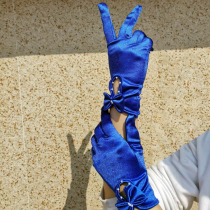 Blue Black Dinner Hanfu Gown Ceremonial Stage Dance Photo Annual Conference Performance Upscale Red Satin Gloves