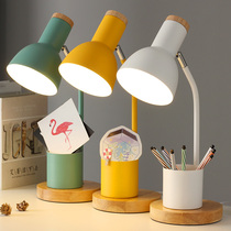 Nordic Minimalist Creativity Small Table Lamp Ins Teenage Girl with pen holder Protective Eye Desk College Student Plug-in Dorm Dorm Room