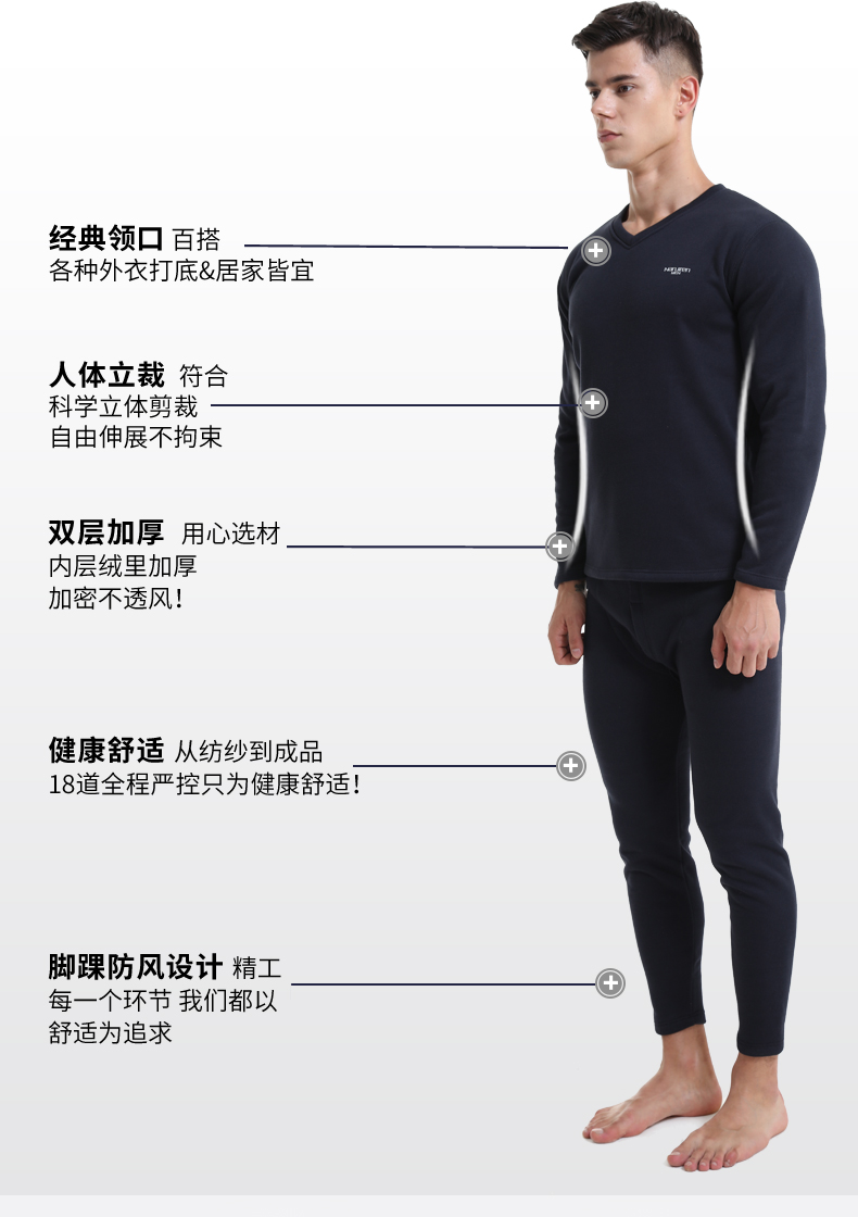 Nam cực ấm đồ lót nam dày cộng với nhung mùa đông thanh niên quần áo dài quần dài cài áo len cotton bó sát ML đồ lót nam dày