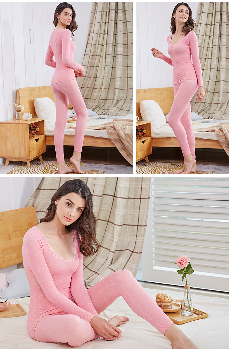 Đồ lót nam cực cơ thể phụ nữ phần mỏng chạm đáy áo len cotton Slim ren bó sát mùa thu quần dài áo ấm phù hợp với đồ lót nam