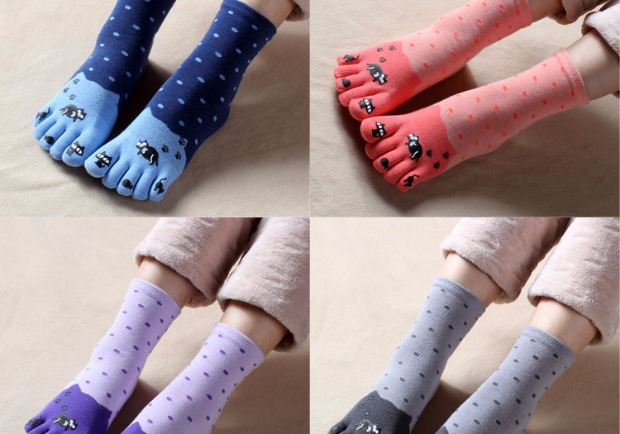 Mùa thu và mùa đông cô gái mới trong ống dễ thương cotton ấm năm ngón vớ cotton ngón chân phụ nữ đêm cú vớ nike chính hãng