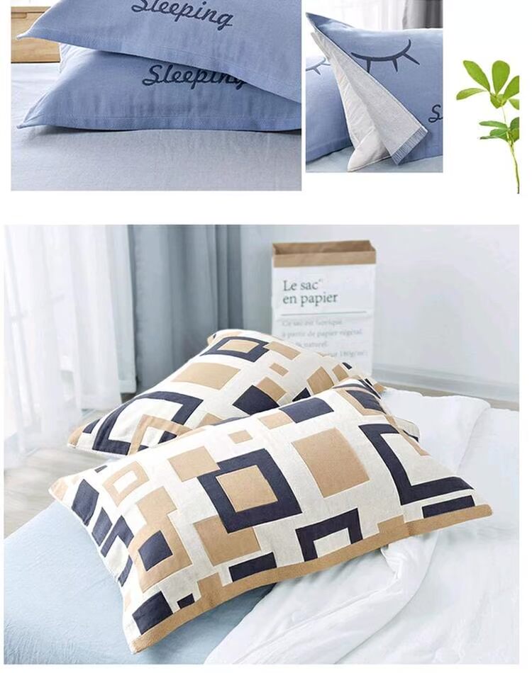 Bốn lớp khăn bông gạc một cặp mềm, thoáng khí thỏ Khăn bông đáng yêu hai bộ máy gối đơn - Khăn gối vỏ gối nằm