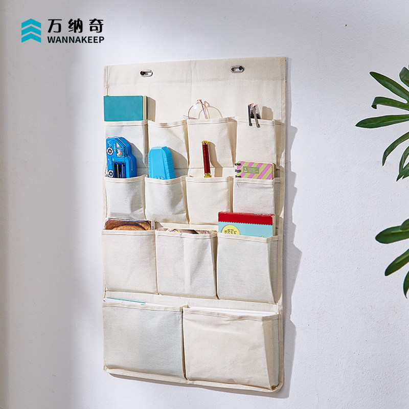 Hanging wall storage bag mobile phone hanging bag student dormitory bed bed head wall hanging free hook door after the multi-grid finishing bag