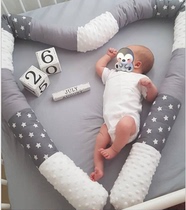 INS star color-blocked cylindrical crib bedside pure cotton four-season universal childrens anti-collision crib decoration