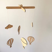 ins Nordic style wooden hot air balloon wind chime bed bell childrens room decoration pendant model room childrens clothing shooting props