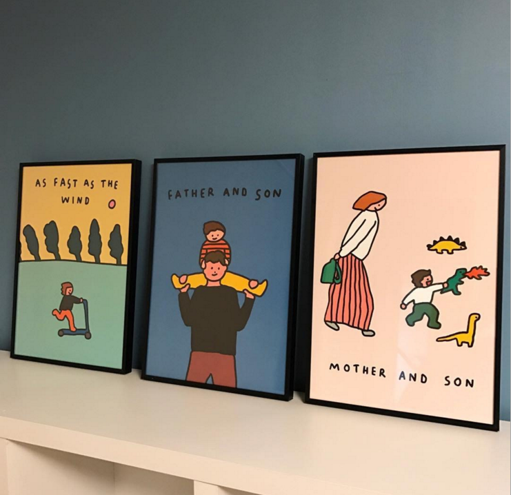 INS Wind Parenting Early Education Fetal Teaching Cognitive Cartoon Hang Painting Children's Room Decoration Poster With Love Pictorial Newspaper Shooting Props