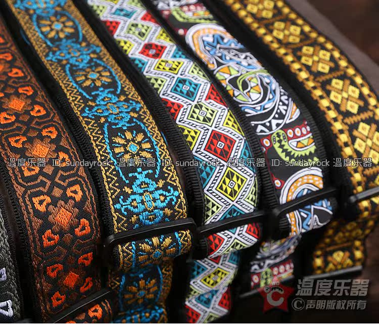 Guitar dây đeo thêu dây đeo guitar văn học dây đeo guitar quốc gia gió acoustic guitar dây đai nhiệt độ dụng cụ - Phụ kiện nhạc cụ túi đựng đàn