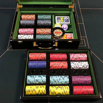 500 Texas Poker Ceramic Chip Coin Set with double - layer high - light piano paint chip box 39mm