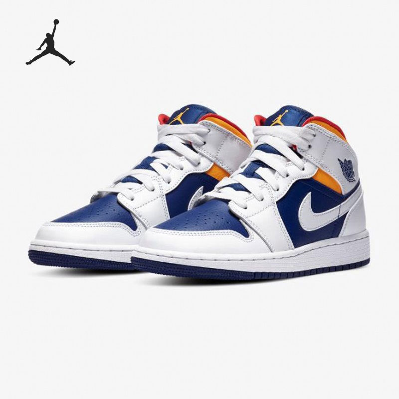 Nike/Nike Genuine Air Jordan 1 Mid Aj1 Big Children's Sports Basketball Shoes 554725-131 Nike/Nike Genuine Air Jordan 1 Mid Aj1 Big Children's Sports Basketball Shoes 554725-131