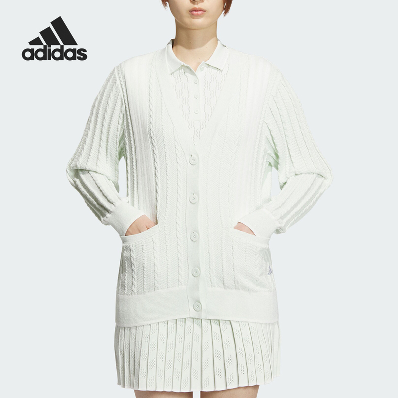 Adidas/Adidas Official Authentic New Women's Golf Knitted Sports Cardigan Sweater In6622 Adidas/Adidas Official Authentic New Women's Golf Knitted Sports Cardigan Sweater In6622