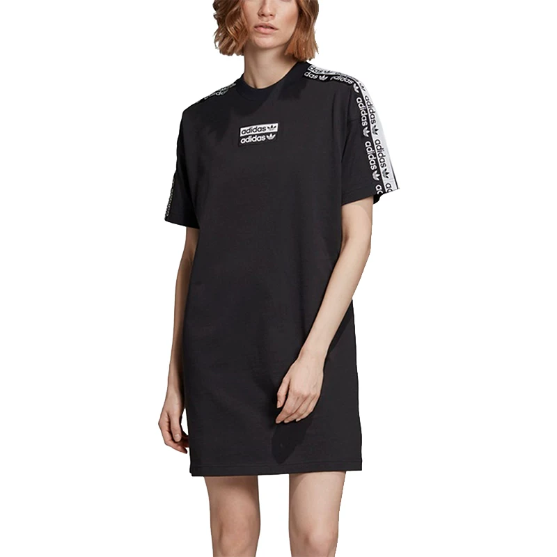 Спортивное платье с дышащей тканью Adidas, круглый воротник, короткий рукав