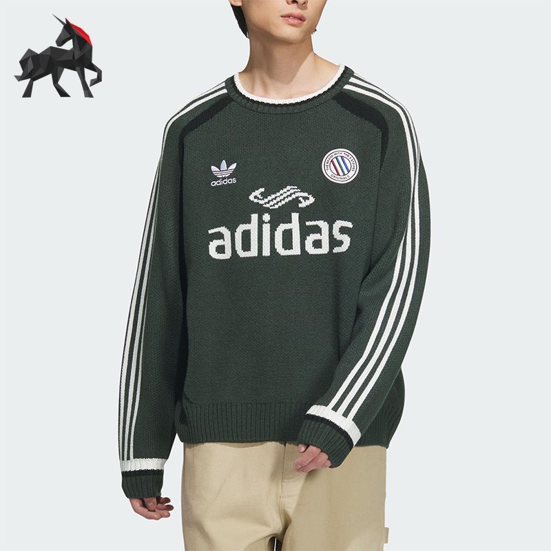 Adidas/Adidas Genuine Clover Brand Unisex Patchwork Casual Loose Knit Sweater Jl8364