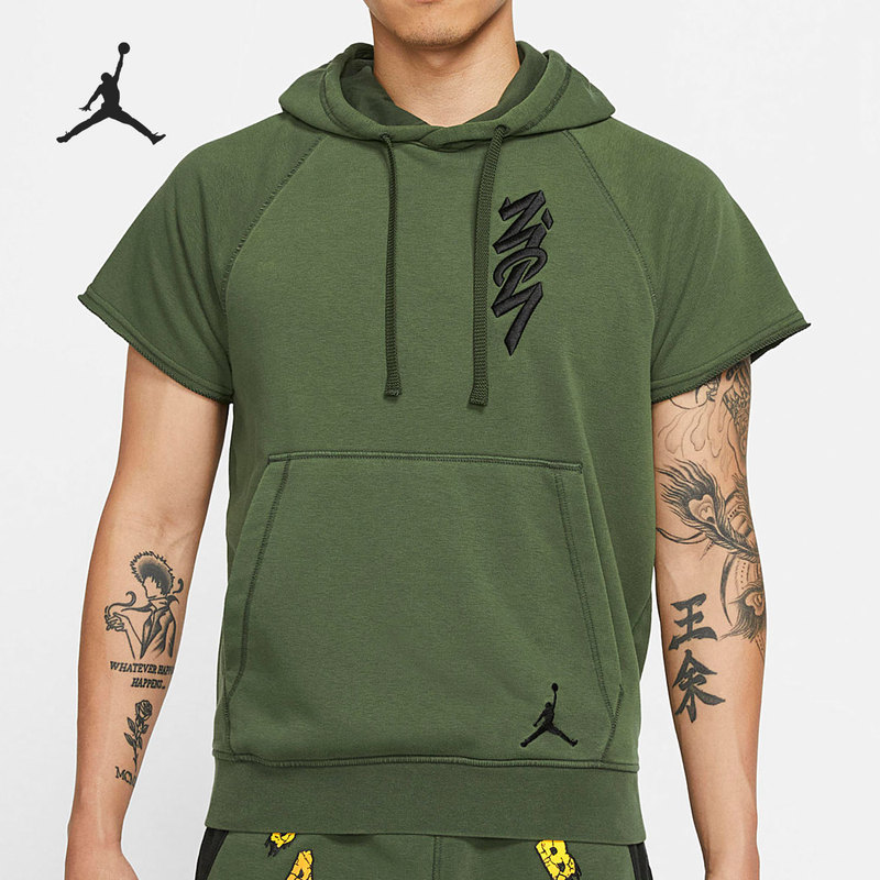 Nike Official Authentic Jordan Men's Hooded Short Sleeve Sports Pullover Da9843-335 Nike Official Authentic Jordan Men's Hooded Short Sleeve Sports Pullover Da9843-335