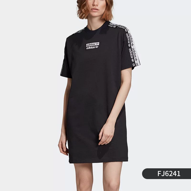 Спортивное платье с дышащей тканью Adidas, круглый воротник, короткий рукав