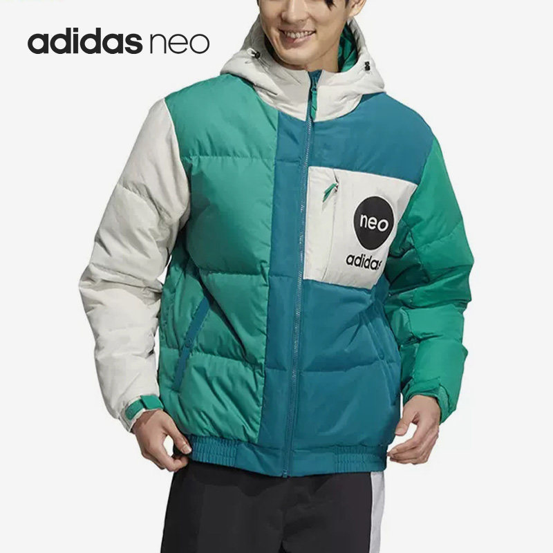 Adidas/Adidas Genuine Neo New Men's and Women's Warm Patchwork Hooded down Jacket Hn4782