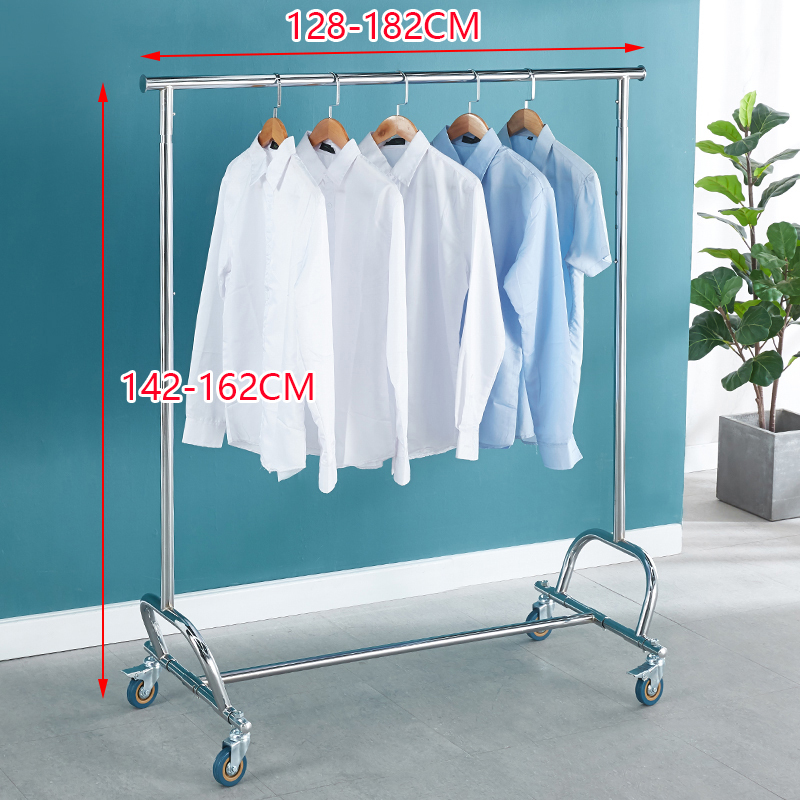 Clothing Display Rack Foldable Adjustable Floor-Standing Single Bar Clothes Rack Creative Stainless Steel Titanium with Wheels Window Display Prop Clothing Display Rack Foldable Adjustable Floor-Standing Single Bar Clothes Rack Creative Stainless Steel Titanium with Wheels Window Display Prop
