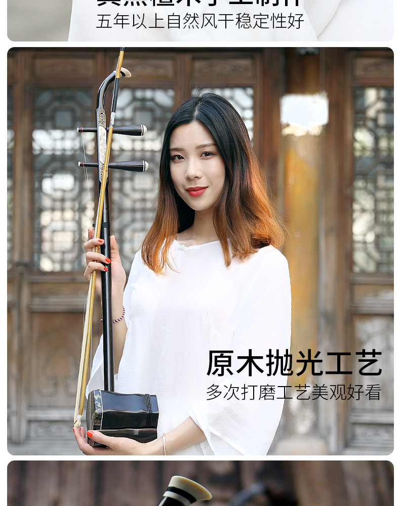 Wu Yue Thượng Hải Ebony Erhu Nhạc cụ cho người mới bắt đầu chơi Bài kiểm tra dành cho người lớn Trẻ chung sáo huân
