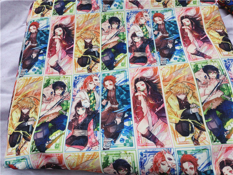 Cartoon Fabric Fine Canvas Printed Handmade Diy Fabric Bag of Kindergarten Dormitory Table Cloth Ghost Fox Blade