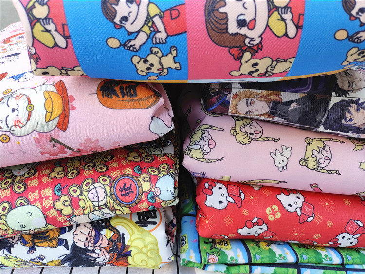 Cartoon Fabric Fine Canvas Printed Handmade Diy Fabric Bag of Kindergarten Dormitory Table Cloth Table Cloth Buffalo Milk and Girls