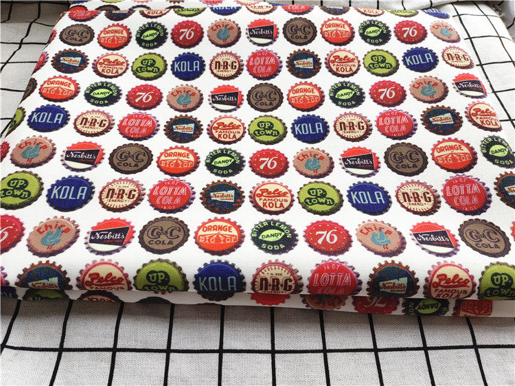 Cartoon fabric fine canvas printed handmade diy fabric sofa cover fabric bag Dormitory Table Cloth Bottle Cap