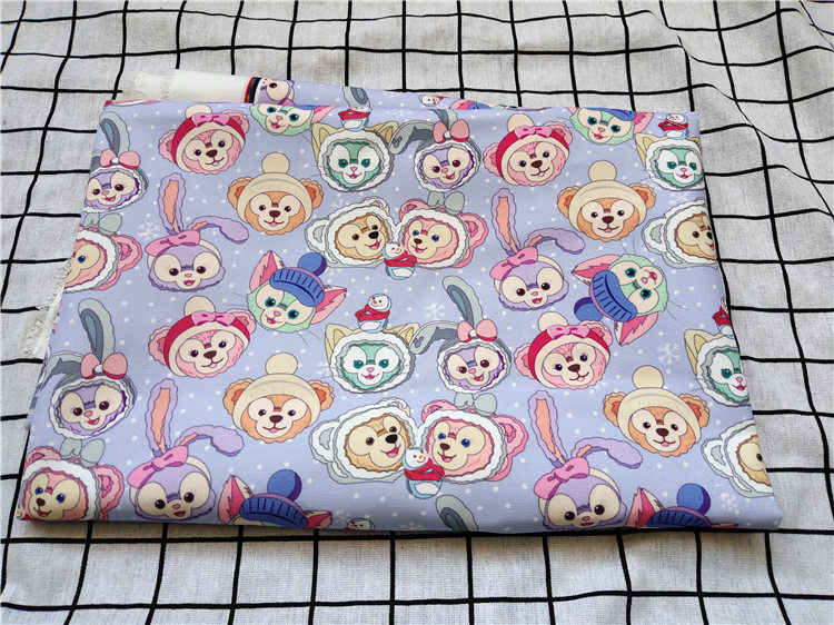 Cartoon fabric fine canvas printed preschool dorm desk cloth pieces handmade diy fabric reaches the Fisher bear