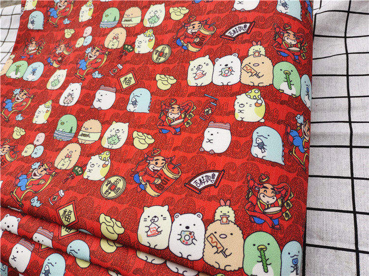 Cartoon Fabric Fine Canvas Printed Handmade Diy Fabric Packs Nursery Dormitory Tablecloths Corner Laying Whip 6 Things