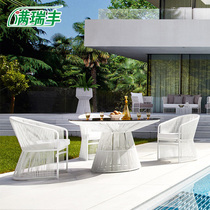 Courtyard tables and chairs Nordic outdoor sofa chairs combined balcony three piece garden vine water-proof and leisure chairs