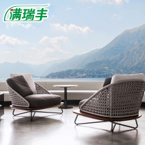 Nordic Outdoor Sofa Combined Solid Wood High-grade Villa Creative Design Waterproof Sun Preservation Courtyard Terrace Virgin Couple