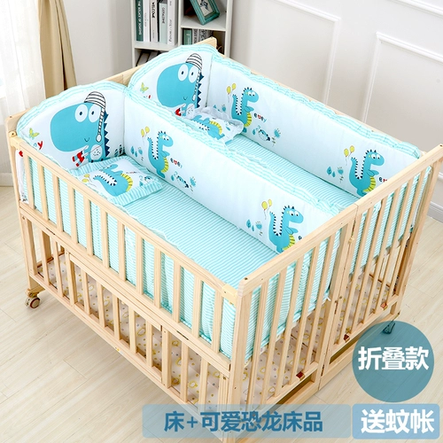 Кроватка для близнецов из натурального дерева, складная детская универсальная колыбель для приставной кровати