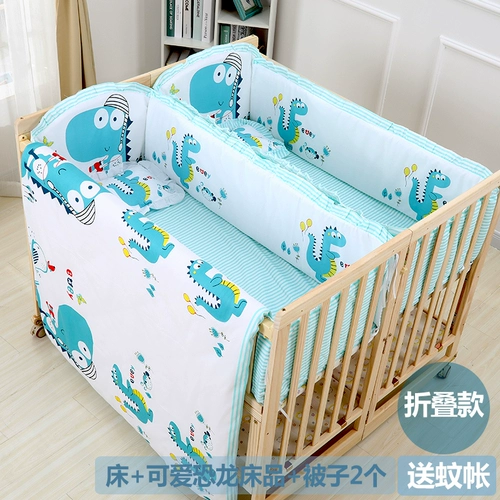 Кроватка для близнецов из натурального дерева, складная детская универсальная колыбель для приставной кровати