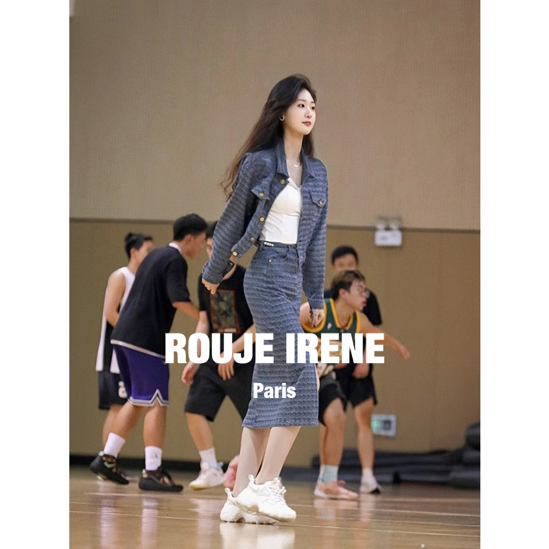 Blue denim spring advanced set, skirt, Chanel style, trend of season, high-end, bright catchy style