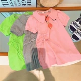 Платье-футболка для принцессы, летняя одежда для отдыха, юбка, воротник поло, в западном стиле, на шнурках, короткий рукав, с вышивкой