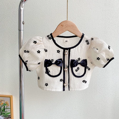 Летний милый детский комплект, мини-юбка, в корейском стиле, детская одежда, в стиле Шанель, короткий рукав