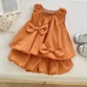 Оранжевая майка с бантиком, шорты, комплект