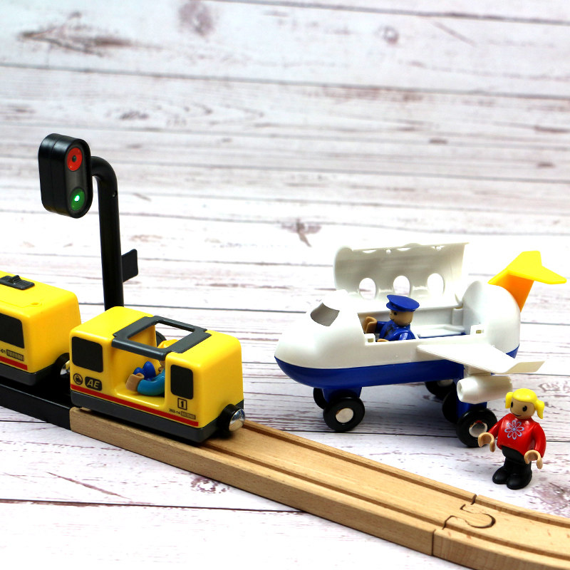 Role-playing aircraft suitable for wooden track small train Xiaomi brio wooden electric rail building block man