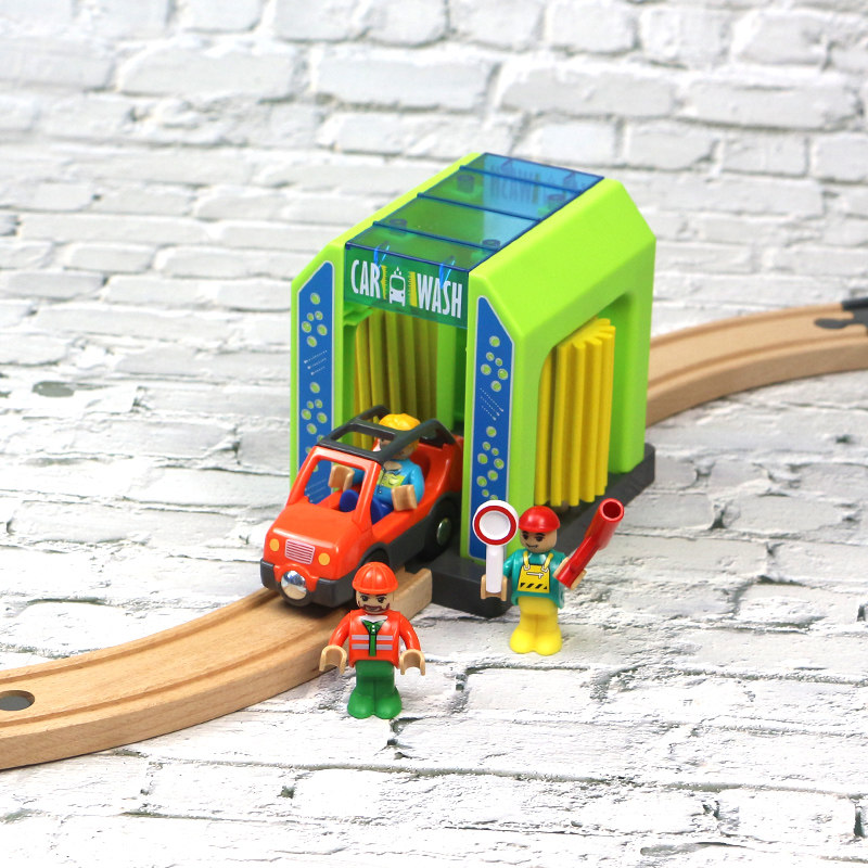 Railcar Little Fire Car Wash Room Toys Compatible with wood Xiaomi Miu Track Puzzle Puzzle Children Boy System