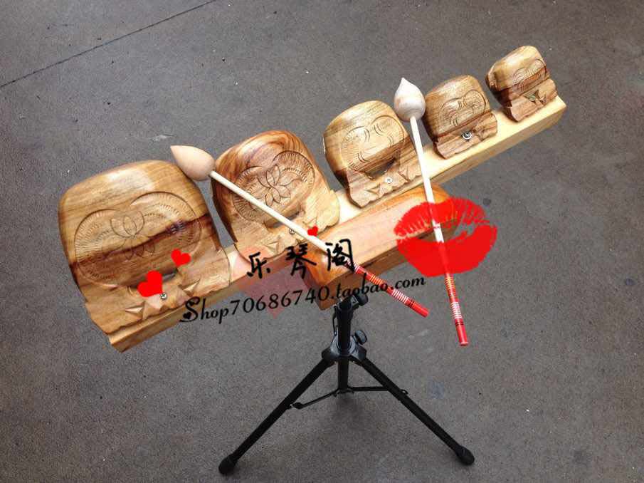 Professional troupes to play with bracket upscale wood colour five timbled wood fish with special case for wood fish with wood