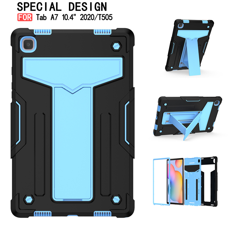 Suitable for Samsung Galaxy Tab A7 10.4 Protective Case Sm-T500/T505 Tablet 10.4inch Full-Cover Soft Edge Airbag Silicone Case T507 Horizontal and Vertical Stand Color-Blocking Case