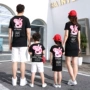 Cha mẹ và con nạp mùa hè 2018 làn sóng mới đầy đủ nhà mẹ và con gái mẹ và con ngắn tay T-shirt ba con lợn Peggy Qi mùa xuân áo thun gia đình