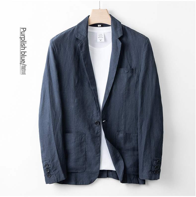 Spring and Summer Ultra-Thin Pure Linen Suit for Men, Large Size, Loose Casual Sun Protection Small Suit, Lightweight Single Suit 2025 Jacket
