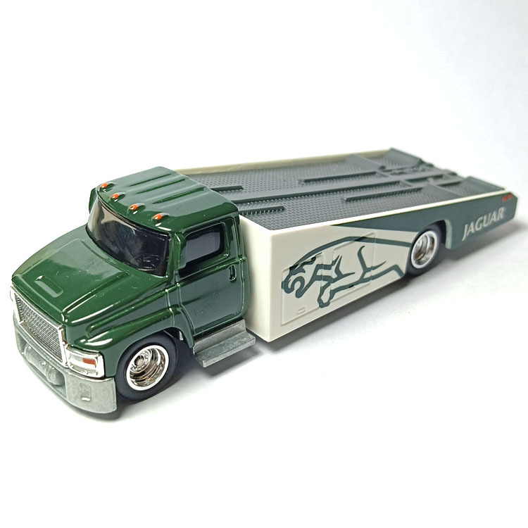 Hot Wheels Hotwheels Jaguar Team Loading Transport Truck Green Rubber Tire Iron Bottom Carry on
