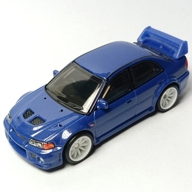 Hotwheels Mitsubishi Evo Sixth Generation Sports Car Blue Rubber Tire Iron Bottom Mitsubishi Evo Vi
